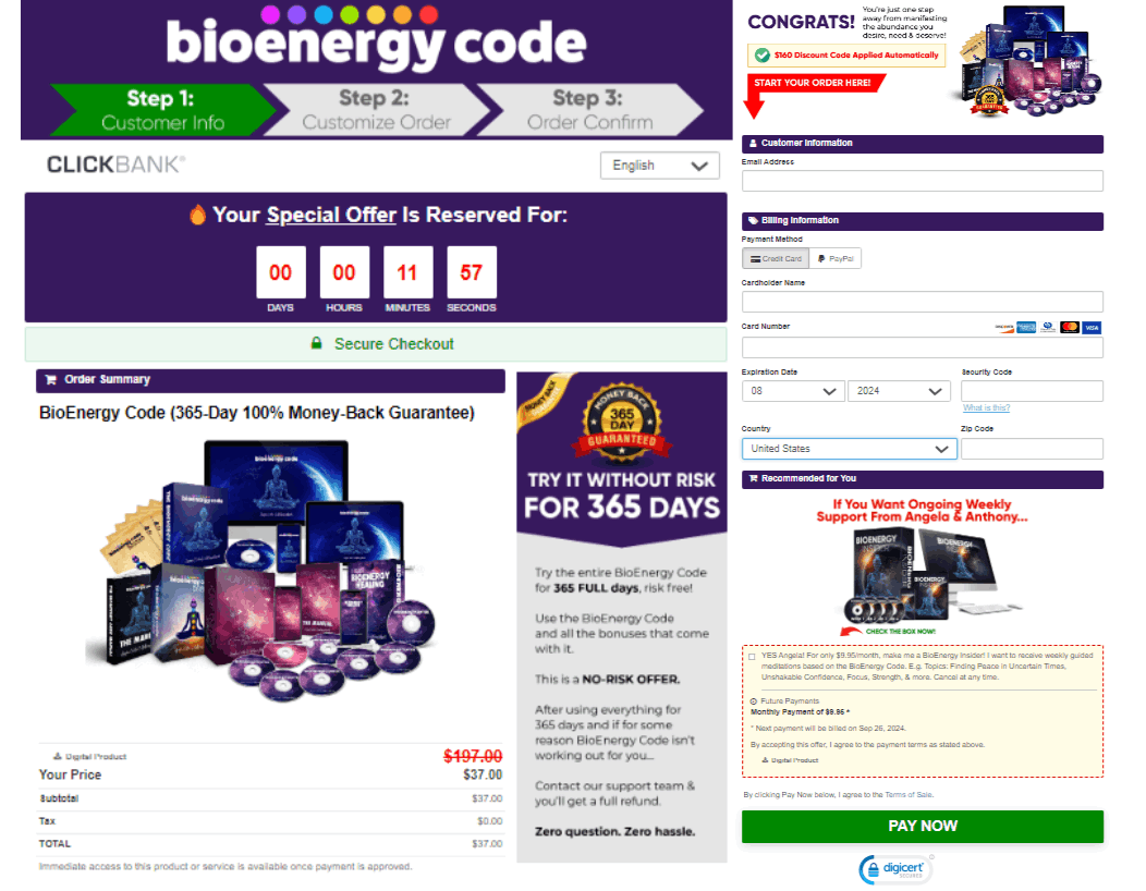 BioEnergy Code Checkout Page